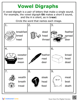 Practice Reading Vowel Digraphs: ea
