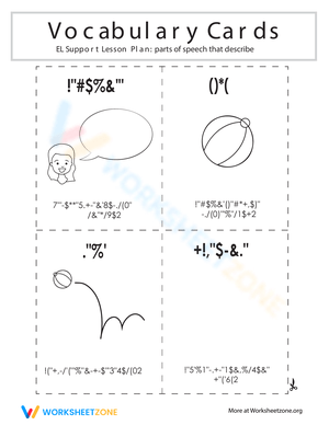 Vocabulary Cards: Parts of Speech that Describe