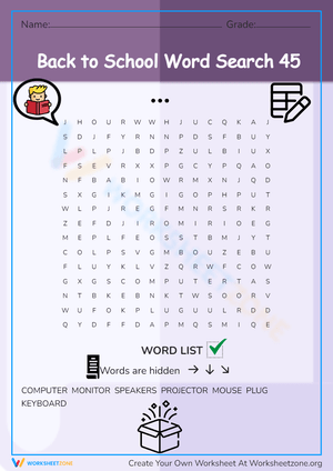 Back to School Word Search: School Wares
