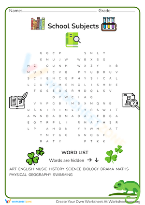 Exploring School Subjects Worksheet