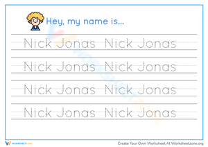 Name Tracing Practice: Nick Jonas 