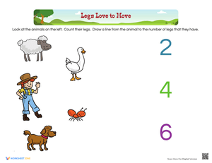 Counting How Many Legs Worksheet