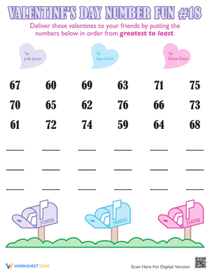 Valentine's Day Counting Numbers Worksheet