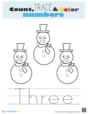 Count, Trace, and Color Worksheet for Kids