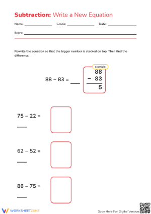 Grade 2 Subtraction — Printable No-Prep Worksheet