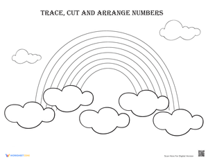 Rainbow Math Sheet: Trace, Cut and Arrange Numbers 