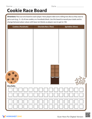 Cookie Race Board Game Worksheet