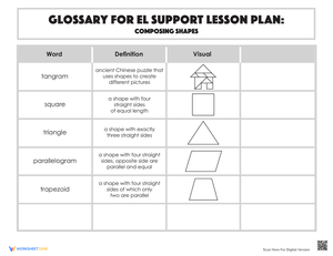 Composing Shapes Glossary Worksheet