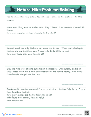 Nature Math Worksheet