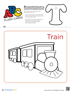 Letter T Train Coloring Worksheet