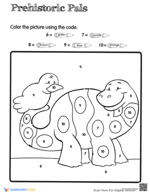 Dinosaur Color by Number Worksheet