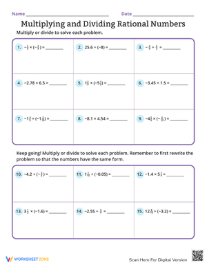 Multiply and Divide Rational Numbers
