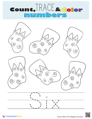 Enhance Skills with Count, Trace, Color Worksheet