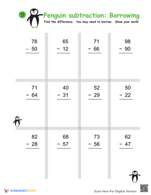 Solve Penguin Subtraction Problems