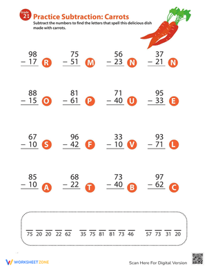 Practice Veggie Subtraction with This Worksheet