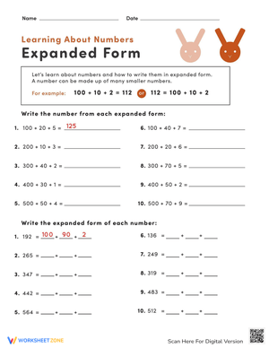 Expanding Numbers Using Place Value