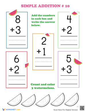 Preschool Addition to 10 Worksheet