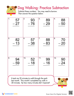 Double Digit Subtraction Practice