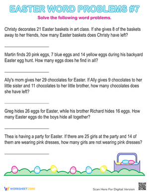 Solve Fun Easter Word Problems with This Worksheet