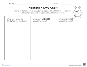 Nonfiction KWL Chart Worksheet