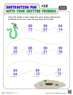 Critter Subtraction Worksheet for Fun Learning