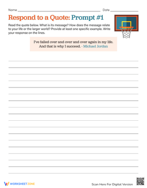 Engage with a Quote Prompt Worksheet for Writing