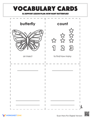 Vocabulary Cards: How Many Butterflies?