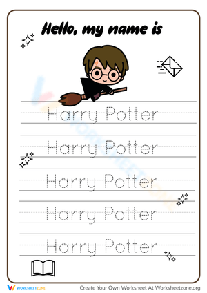 Name Tracing Worksheet: Harry Potter