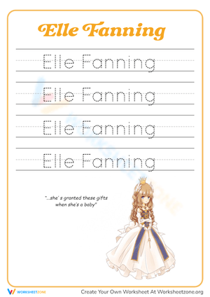 Handwriting Practice Tracing Name: Elle Fanning 