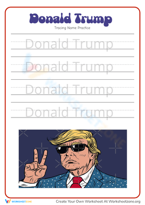 Name Tracing Worksheet: Donald Trump