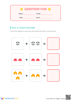 Printable Visual Addition Worksheet | Kindergarten Math