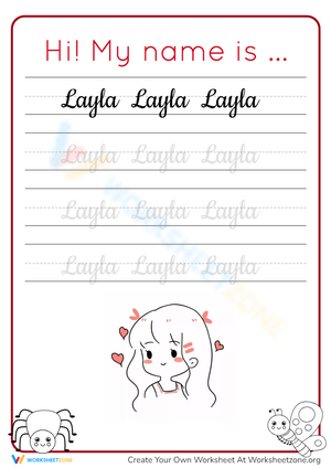 Name Tracing Worksheet for Kids 