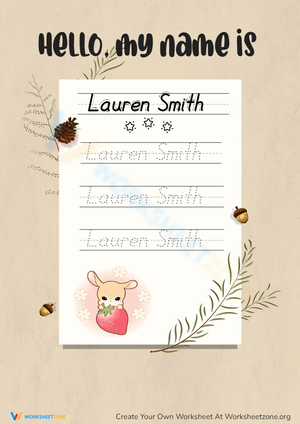 Lauren Tracing Name Worksheet