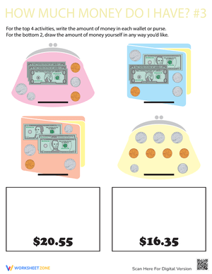 How Much? Money Counting Worksheet