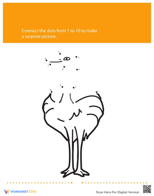Connect the Dots Numbers Bird Worksheet for Preschool