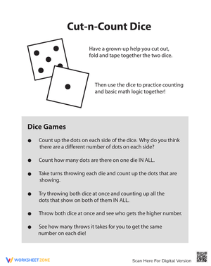 Dice Games for Kids Worksheet for Math Fun