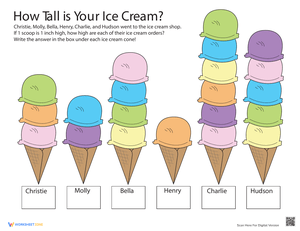 Ice Cream Scoop Measurement Worksheet for Math