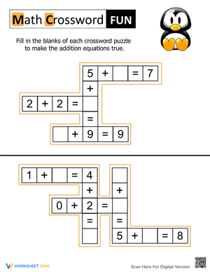 Math Crosswords Worksheet for Problem Solving
