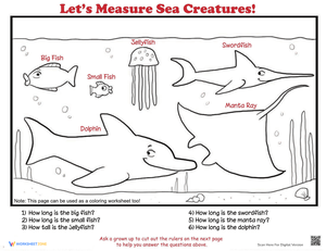 How to Measure Sea Creatures Worksheet for Skills
