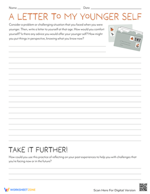A Letter to My Younger Self Worksheet for Writing