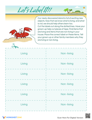 Living or Non-Living Worksheet for Science