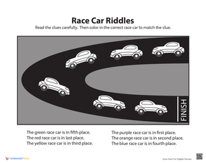 Race Car Sequencing Worksheet