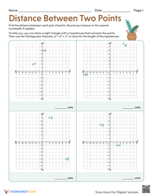 Distance Between Two Points Worksheet