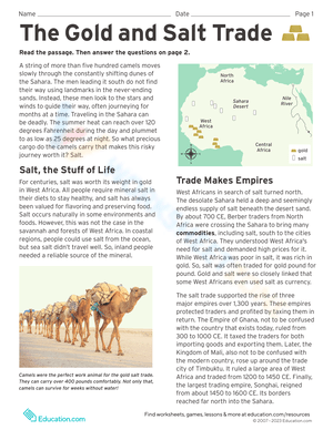 The Gold and Salt Trade Worksheet