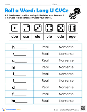 Roll a Word: Long U CVCe