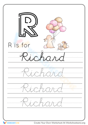 Letter R Tracing: R is for Richard