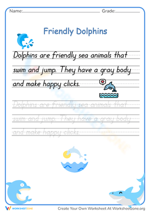 Friendly Dolphins Handwriting