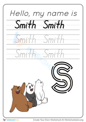 Name Tracing Worksheet: Smith