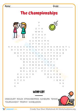 Wimbledon Championships Worksheet