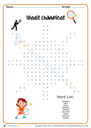 Tennis Champions Worksheet